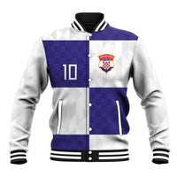 Croatia Football Custom Baseball Jacket Checkerboard Pattern with Glagolitic Script Away Color