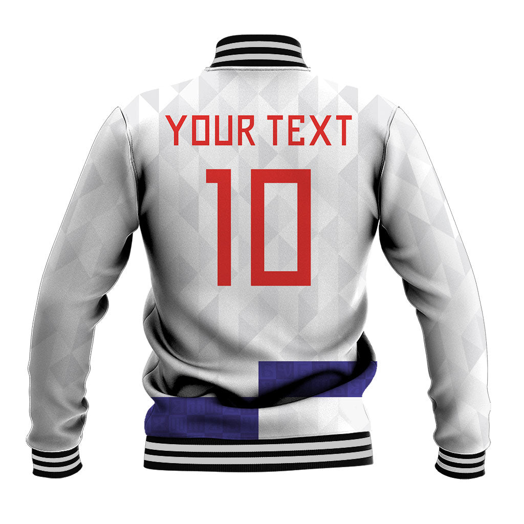 Croatia Football Custom Baseball Jacket Checkerboard Pattern with Glagolitic Script Away Color