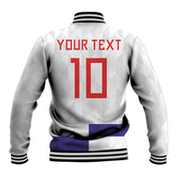 Croatia Football Custom Baseball Jacket Checkerboard Pattern with Glagolitic Script Away Color