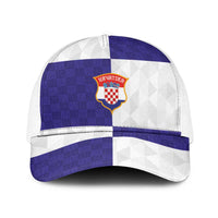 Croatia Football Baseball Net Cap Checkerboard Pattern with Glagolitic Script Away Color
