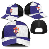 Croatia Football Baseball Net Cap Checkerboard Pattern with Glagolitic Script Away Color