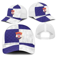Croatia Football Baseball Net Cap Checkerboard Pattern with Glagolitic Script Away Color