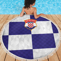 Croatia Football Beach Blanket Checkerboard Pattern with Glagolitic Script Away Color
