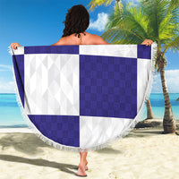 Croatia Football Beach Blanket Checkerboard Pattern with Glagolitic Script Away Color