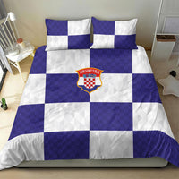 Croatia Football Bedding Set Checkerboard Pattern with Glagolitic Script Away Color