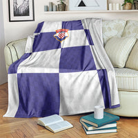 Croatia Football Blanket Checkerboard Pattern with Glagolitic Script Away Color