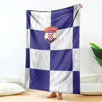 Croatia Football Blanket Checkerboard Pattern with Glagolitic Script Away Color