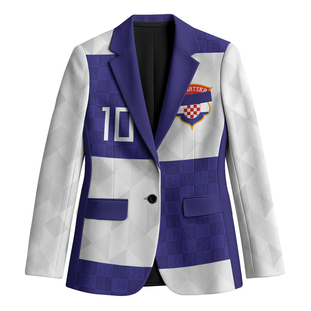 Croatia Football Custom Blazer Checkerboard Pattern with Glagolitic Script Away Color