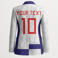 Croatia Football Custom Blazer Checkerboard Pattern with Glagolitic Script Away Color