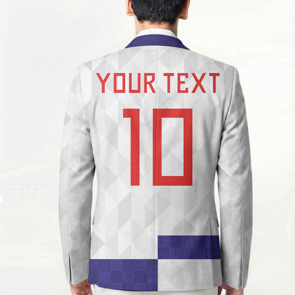 Croatia Football Custom Blazer Checkerboard Pattern with Glagolitic Script Away Color
