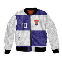 Croatia Football Custom Bomber Jacket Checkerboard Pattern with Glagolitic Script Away Color