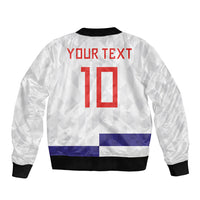 Croatia Football Custom Bomber Jacket Checkerboard Pattern with Glagolitic Script Away Color