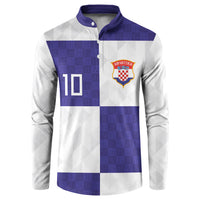 Croatia Football Custom Button Sweatshirt Checkerboard Pattern with Glagolitic Script Away Color