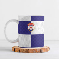 Croatia Football Custom Ceramic Mug Checkerboard Pattern with Glagolitic Script Away Color