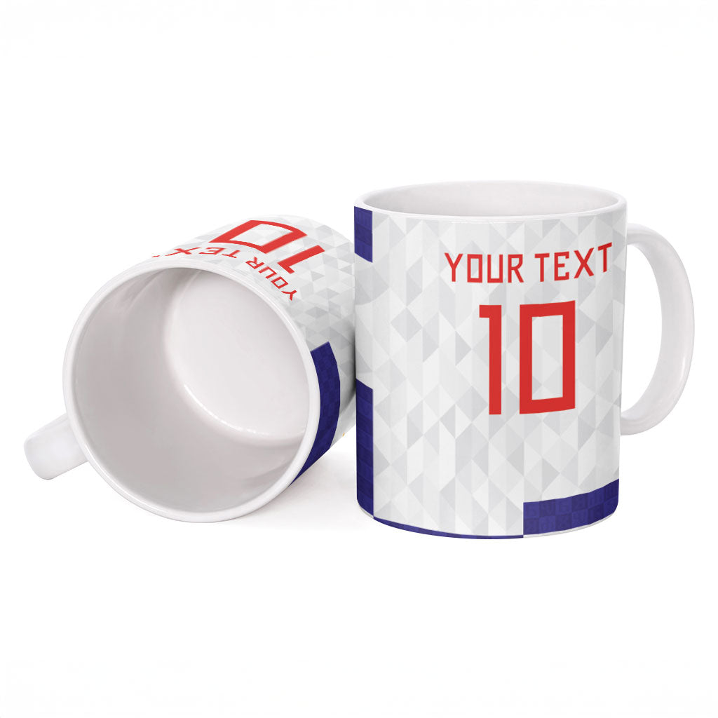 Croatia Football Custom Ceramic Mug Checkerboard Pattern with Glagolitic Script Away Color
