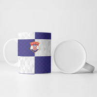 Croatia Football Custom Ceramic Mug Checkerboard Pattern with Glagolitic Script Away Color