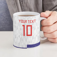 Croatia Football Custom Ceramic Mug Checkerboard Pattern with Glagolitic Script Away Color