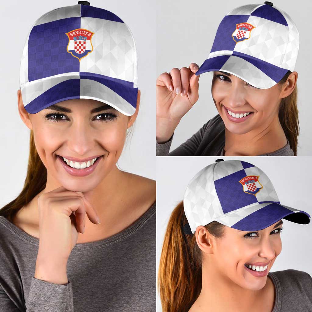 Croatia Football Classic Cap Checkerboard Pattern with Glagolitic Script Away Color
