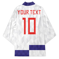 Croatia Football Custom Kimono Checkerboard Pattern with Glagolitic Script Away Color