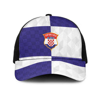Croatia Football Mesh Trucker Cap Checkerboard Pattern with Glagolitic Script Away Color