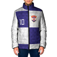 Croatia Football Custom Padded Jacket Checkerboard Pattern with Glagolitic Script Away Color