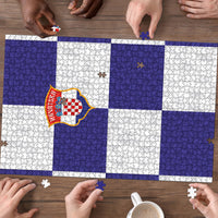 Croatia Football Puzzle Checkerboard Pattern with Glagolitic Script Away Color