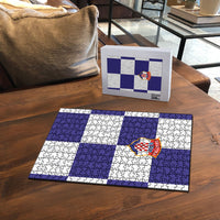 Croatia Football Puzzle Checkerboard Pattern with Glagolitic Script Away Color