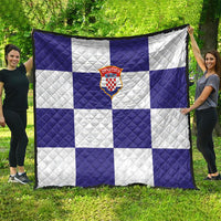 Croatia Football Quilt Checkerboard Pattern with Glagolitic Script Away Color