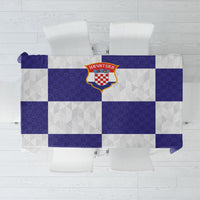 Croatia Football Tablecloth Checkerboard Pattern with Glagolitic Script Away Color
