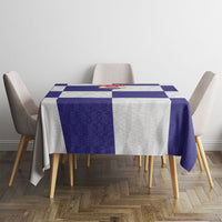 Croatia Football Tablecloth Checkerboard Pattern with Glagolitic Script Away Color