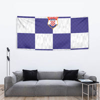 Croatia Football Tapestry Checkerboard Pattern with Glagolitic Script Away Color