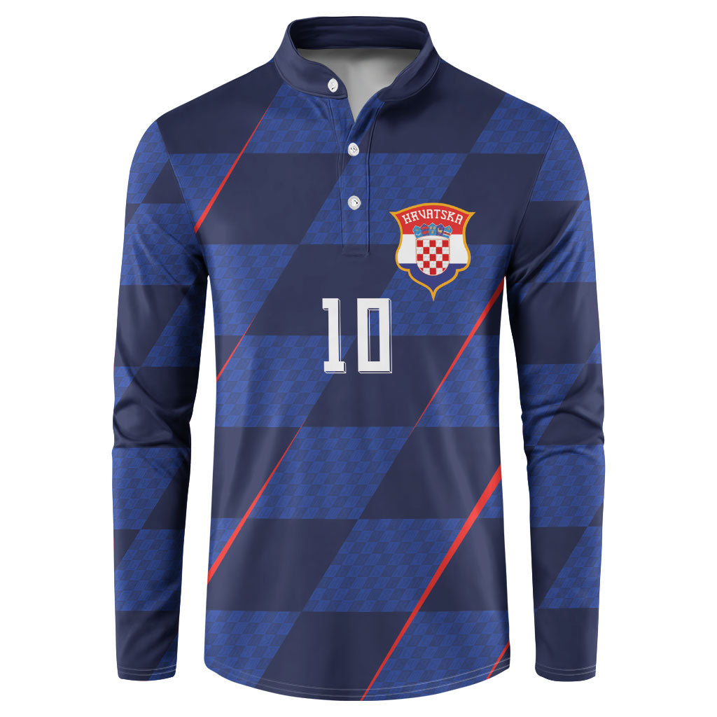 Croatia Football Custom Button Sweatshirt Glagolitic Script Checkerboard Sporty Style Away Color