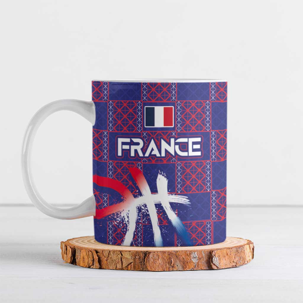 Custom Basketball Fan Jersey French Ceramic Mug Paris Architectural Heritage Checkered Style - Wonder Print Shop