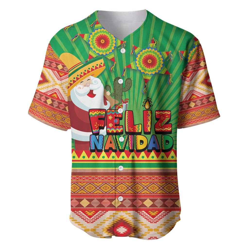 Mexico Baseball Jersey Feliz Navidad Aztec Geometric Pattern - Wonder Print Shop