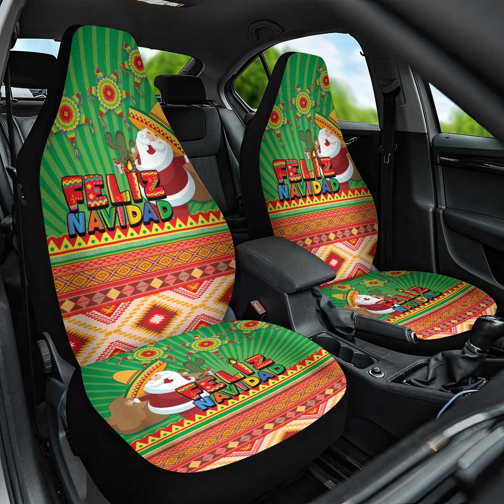 Mexico Car Seat Cover Feliz Navidad Aztec Geometric Pattern