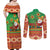 Mexico Couples Matching Off Shoulder Maxi Dress and Long Sleeve Button Shirt Feliz Navidad Aztec Geometric Pattern