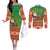 Mexico Couples Matching Off The Shoulder Long Sleeve Dress and Long Sleeve Button Shirt Feliz Navidad Aztec Geometric Pattern