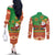 Mexico Couples Matching Off The Shoulder Long Sleeve Dress and Long Sleeve Button Shirt Feliz Navidad Aztec Geometric Pattern