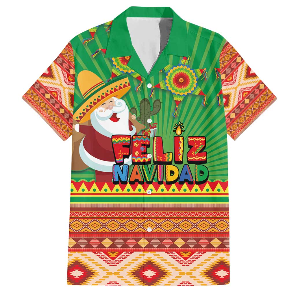 Mexico Hawaiian Shirt Feliz Navidad Aztec Geometric Pattern - Wonder Print Shop