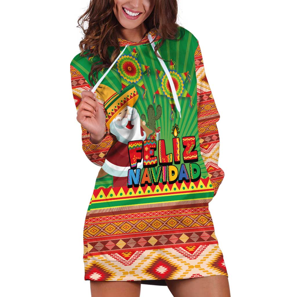 Mexico Hoodie Dress Feliz Navidad Aztec Geometric Pattern