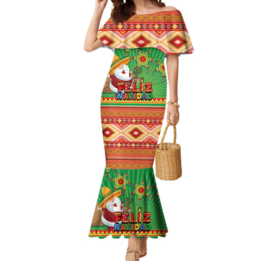 Mexico Mermaid Dress Feliz Navidad Aztec Geometric Pattern