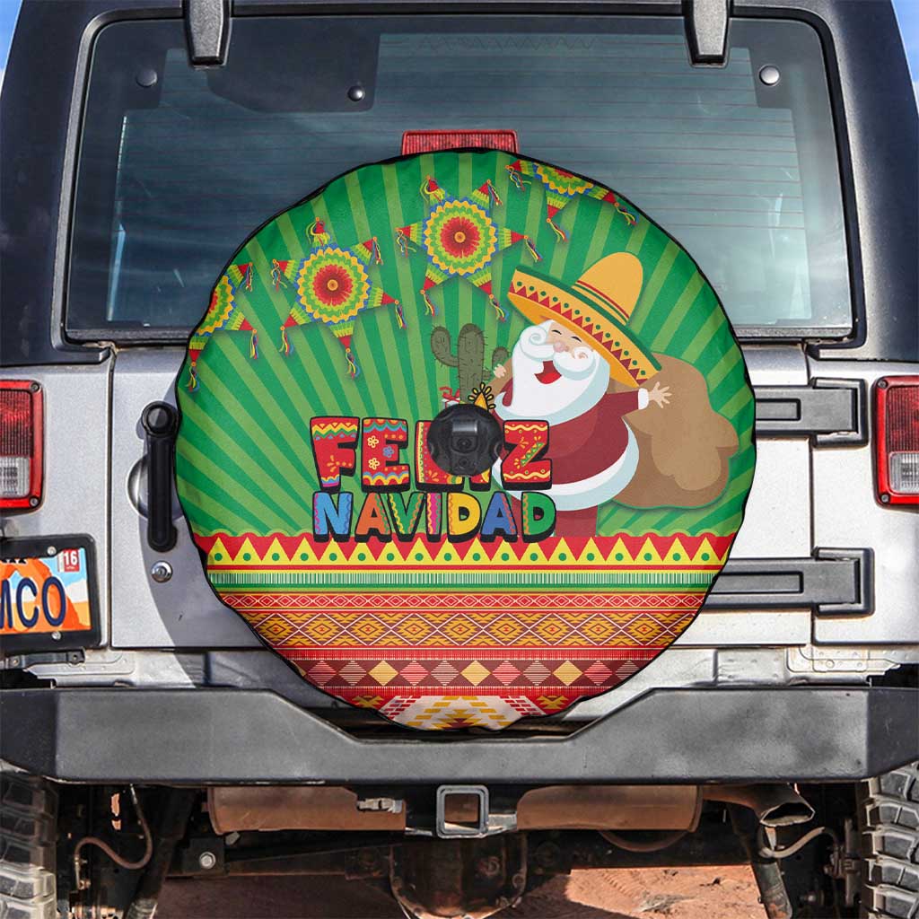 Mexico Spare Tire Cover Feliz Navidad Aztec Geometric Pattern