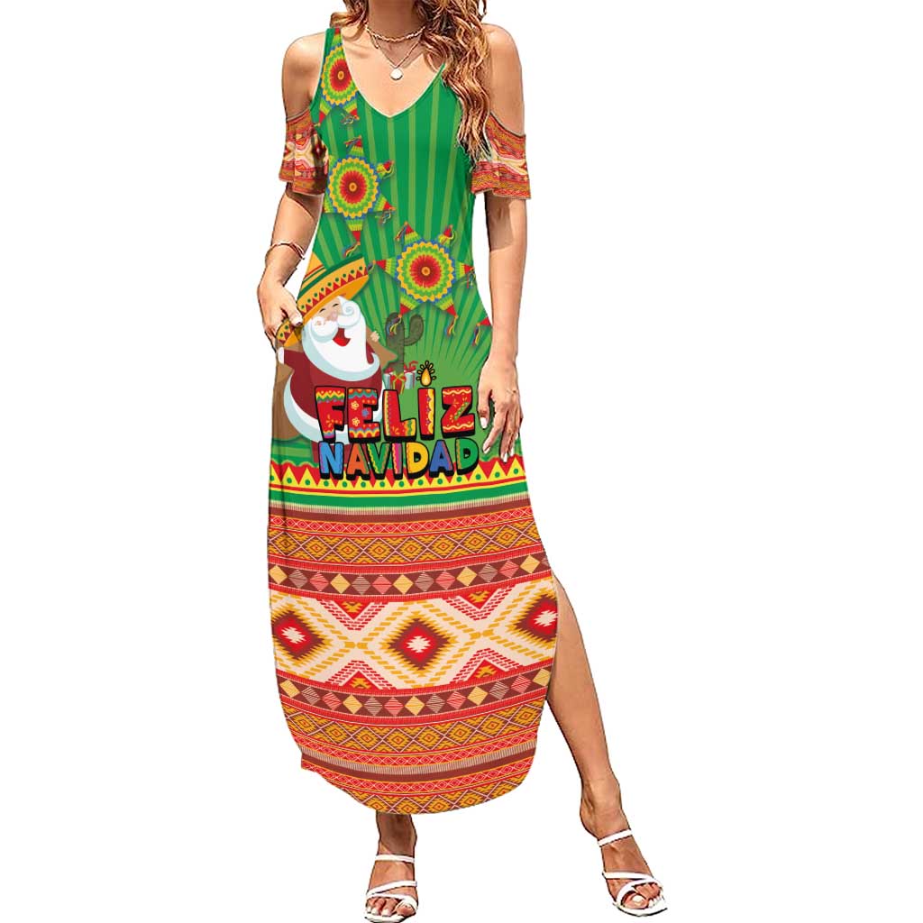 Mexico Summer Maxi Dress Feliz Navidad Aztec Geometric Pattern