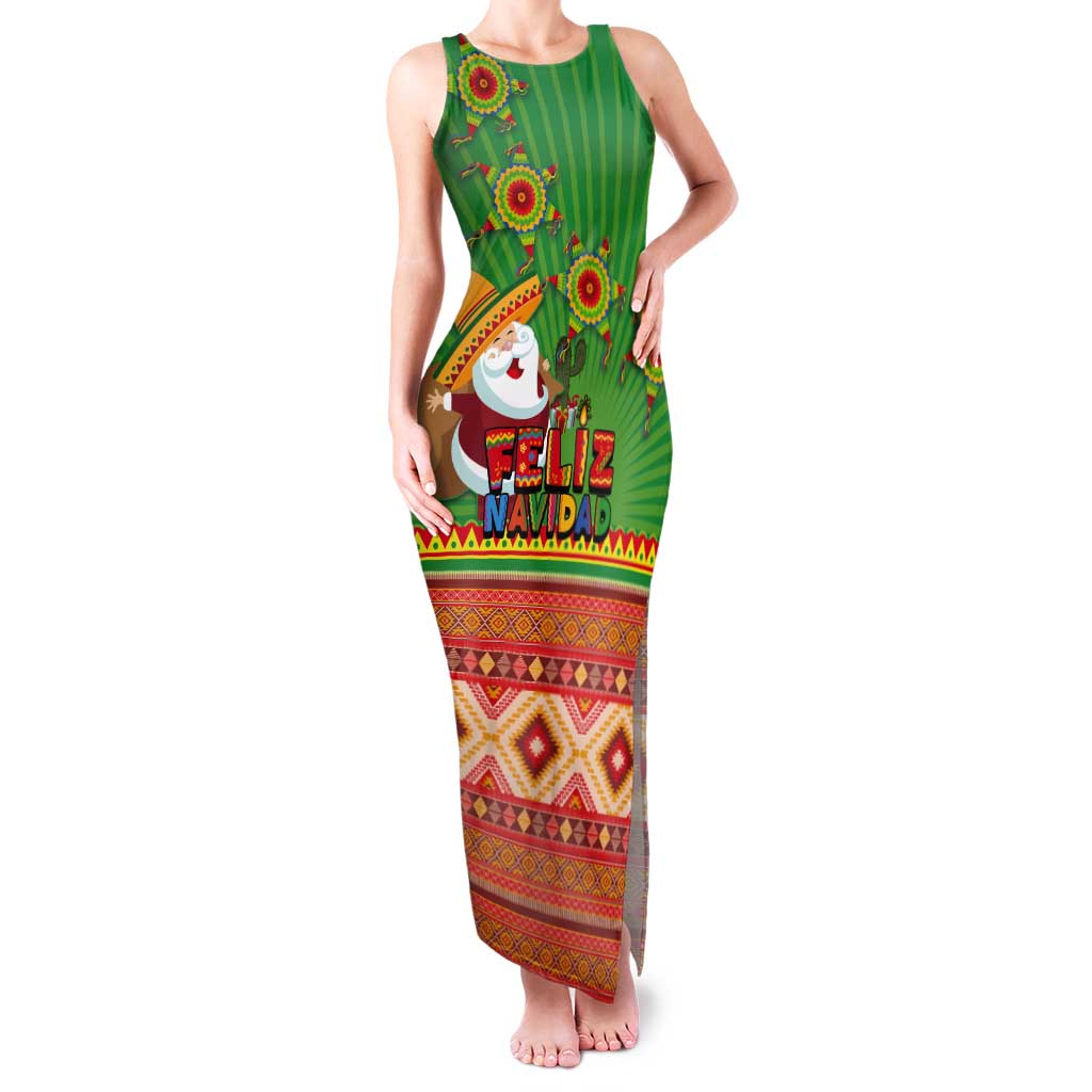 Mexico Tank Maxi Dress Feliz Navidad Aztec Geometric Pattern