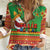 Mexico Women Casual Shirt Feliz Navidad Aztec Geometric Pattern