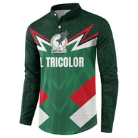Green Mexico football button sweatshirt with TRICOLOR crest and tricolor chevron graphic