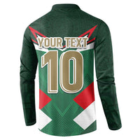 Green Mexico football button sweatshirt back with YOUR TEXT 10 and tricolor X design