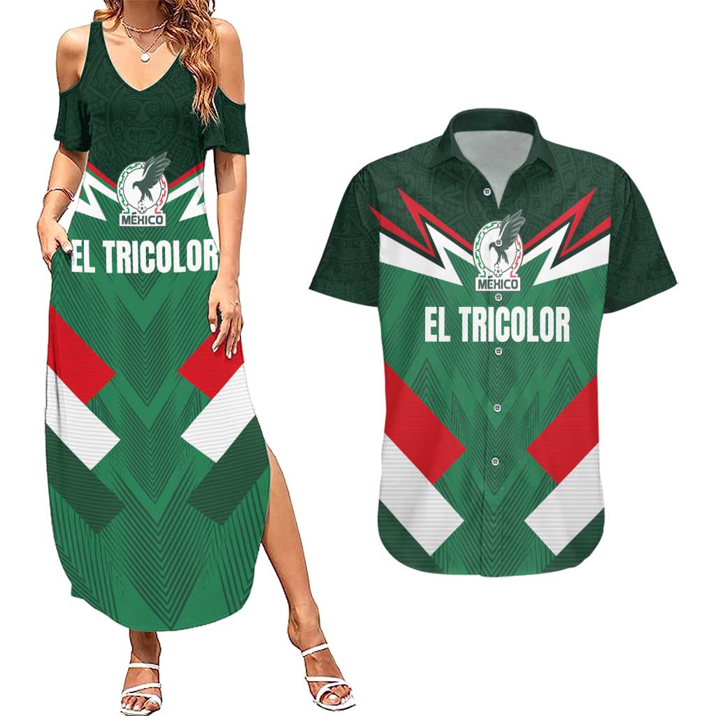 Custom Mexico Football Couples Matching Summer Maxi Dress and Hawaiian Shirt El Tricolor 2024