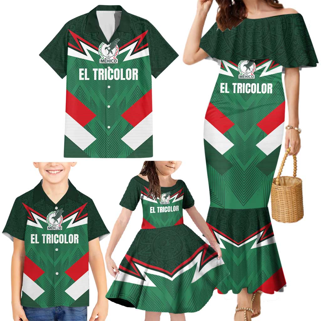 Custom Mexico Football Family Matching Mermaid Dress and Hawaiian Shirt El Tricolor 2024