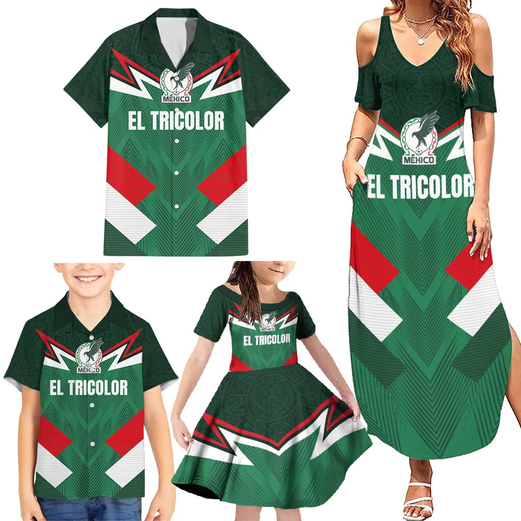 Custom Mexico Football Family Matching Summer Maxi Dress and Hawaiian Shirt El Tricolor 2024